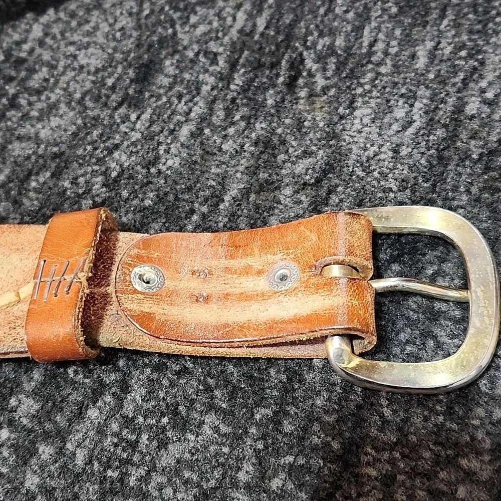 VINTAGE LEATHER HANDTOOLED BRAIDED-RASIED INLAY INTERCHANGEABLE WESTERN BELT